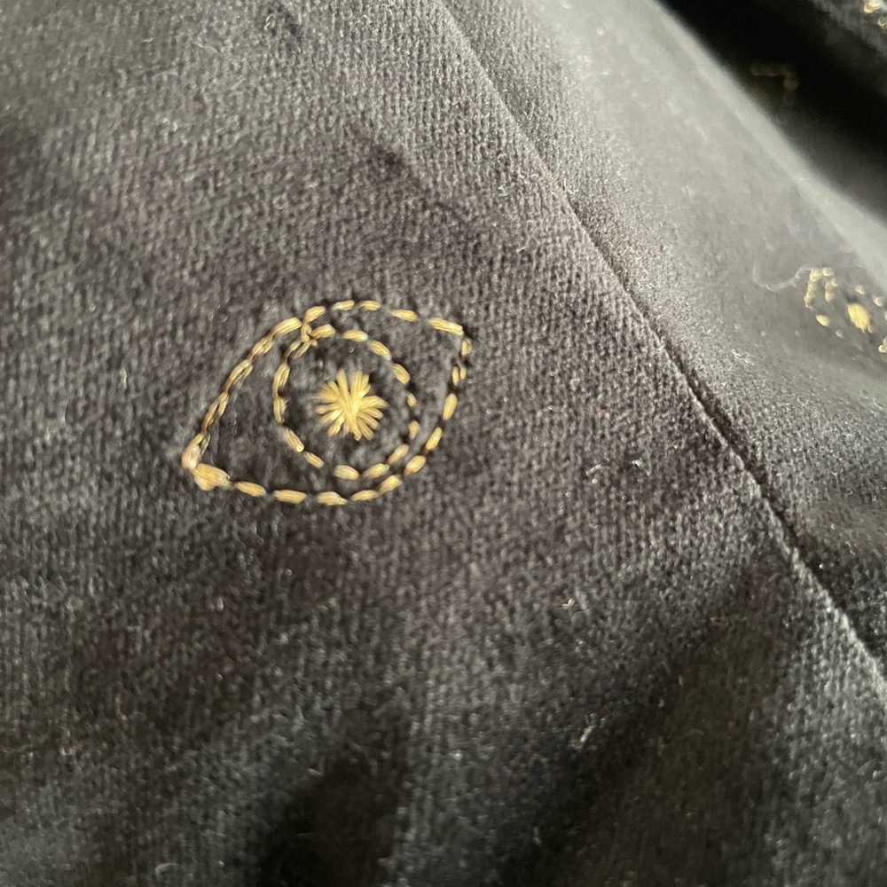 Misa Los Angeles Woman's Black Velvet Blazer With Gold Evil Eye Embrodiery SZ M - Picture 8 of 10